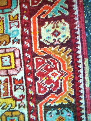 antique Kirshehir prayerrug. Size: 101 x 150 cm. Really good colors. One end is reknotted.                  