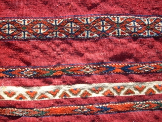 Old Tekke Ak-Tchowal. Size: 115 x 76 cm. Fine knotting. Interesting ornamentic. Used.                    