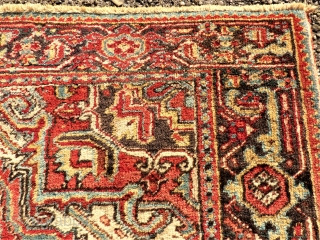 Very nice Heris rug. Size: 145 x 179 cm. Full pile. One small repair.                   