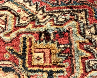 Very nice Heris rug. Size: 145 x 179 cm. Full pile. One small repair.                   