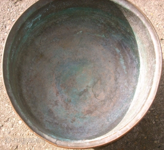 Very old handmade pot (bucket). Size: Diameter 35 cm, High 22 cm. Copper - tinned. 
                 