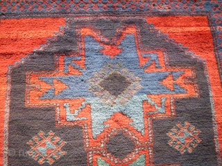 Old caucasian rug. Size: 136 x 200 cm. Full pile. Very good condition.                    