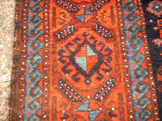 Wonderful old Baluch! Size: 130 x 287 cm. Some lost pile. The rug is clean.                  
