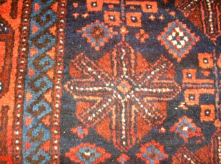 Wonderful old Baluch! Size: 130 x 287 cm. Some lost pile. The rug is clean.                  