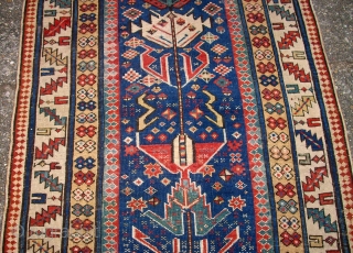 Special fine and very old caucasian rug. Maybe Kuba District. Size: 264 x 92 cm. Ends original and in a good condition. old repairs. Some used pile.      