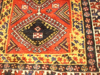 Old nice and special kurdish rug. Size: 134 x 259 cm. Perfect colors. Very good condition. A special main border.             