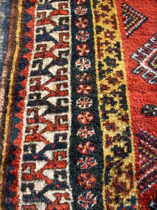 Old nice and special kurdish rug. Size: 134 x 259 cm. Perfect colors. Very good condition. A special main border.             