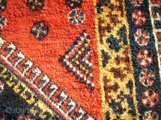 Old nice and special kurdish rug. Size: 134 x 259 cm. Perfect colors. Very good condition. A special main border.             