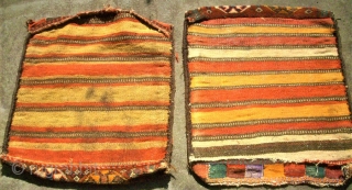 Pair of antique persian bags. Size: 51 x 53 cm and 49 x 54 cm. Very good condition. Perfect colors.             