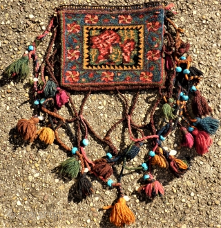 Afshar Chanteh. Small bag. size: 22 x 27 cm. Full pile. Fantastic collors and wool.                  