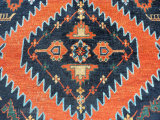 caucasian small rug. Size: 142 x 134 cm. Some used pile.                      