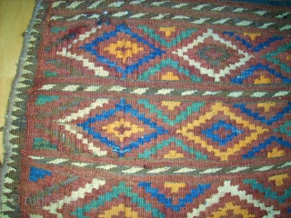 Old Kirgize? flatwave bagface - Sumakh! Size: 57 x 43 cm. Warp is camelwool.                   