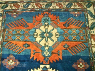 antique caucasian rug. Size: 132 x 199 cm. Good pile. Ends used condition.                    
