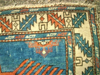 antique caucasian rug. Size: 132 x 199 cm. Good pile. Ends used condition.                    