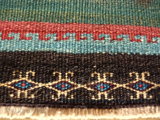 small anatolian kilim. Size: 48 x 46 cm. Nice colors. Very fine.                     