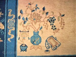lovely Chinese Peking rug. Size: 190 x 256 cm. Need some wash. Used.                    