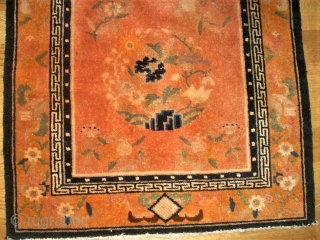 antique chinese small rug. Size: 59 x 99 cm. Fine knotting.                      