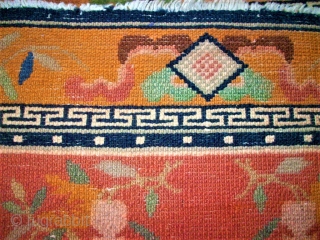 antique chinese small rug. Size: 59 x 99 cm. Fine knotting.                      