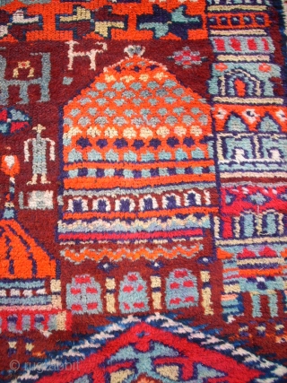 Very old happy kurdish rug. Size: 86 x 210 cm. Interesting rug. Some pile is low.                 