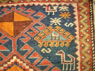 antique caucasian rug. Size: 103 x 178 cm. Used condition.                       