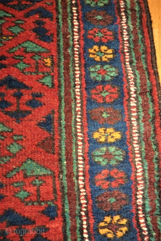 antique Kordi rug. Size: 105 x 231 cm. Some used pile.                      