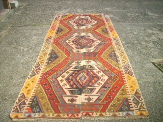 very old anatolian Kilim. Size: 144 x 355 cm.                        