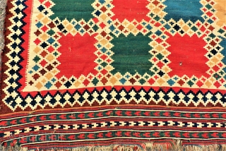 antique Gashgai kilim. Size: 153 x 266 cm. Holes and damaged. Not cleaned.                    