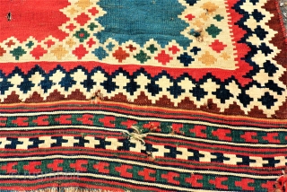 antique Gashgai kilim. Size: 153 x 266 cm. Holes and damaged. Not cleaned.                    