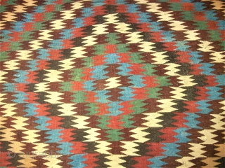 antique Veramin Kilim. Size: 153 x 260 cm. Very good condition. Wonderful Colors.                    