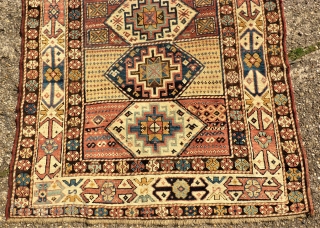 antique anatolian rug. Size: 104 x 143 cm. Used pile.                       