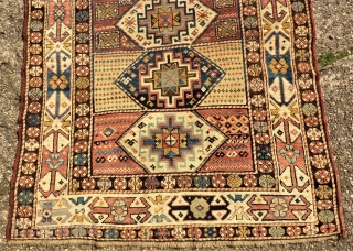 antique anatolian rug. Size: 104 x 143 cm. Used pile.                       