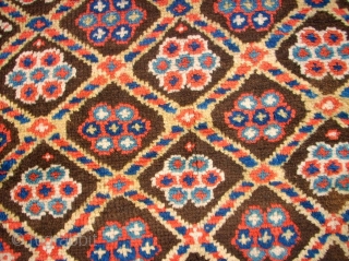 Antique caucasian rug. Size: 116 x 222 cm. At one end some low pile. Interesting rug.                 