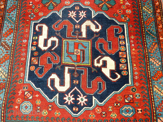 Caucasian rug. Size. 241 x 128 cm. Some used pile.                       