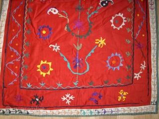 Old Usbek Prayer Suzani. Size: 100 x 64 cm. Very fine and rare piece. Top condition.                 