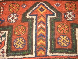 Very old Kordi Quchan rug. Size: 155 x 261 cm. In the middle some low pile. One small repair.              