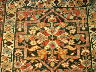 Antique Caucasian rug? Size 99 x 180 cm. Good pile. One edge damaged. Used. Wonderful colors.                 