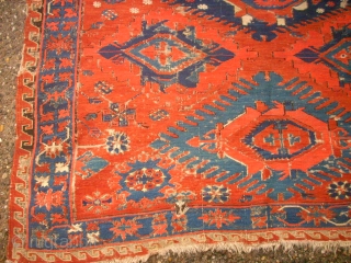 Antique caucasian Sumakh. Size: 148 x 180 cm. Used condition. Holes. Thin pile.                    