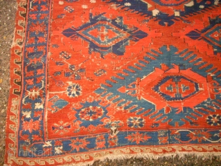 Antique caucasian Sumakh. Size: 148 x 180 cm. Used condition. Holes. Thin pile.                    