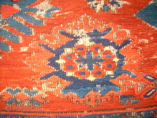 Antique caucasian Sumakh. Size: 148 x 180 cm. Used condition. Holes. Thin pile.                    