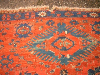 Antique caucasian Sumakh. Size: 148 x 180 cm. Used condition. Holes. Thin pile.                    