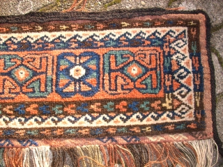 Old rar probably kurdish Torba. Size: 72 x 30 cm. Full pile. Ends with goat hair.                 