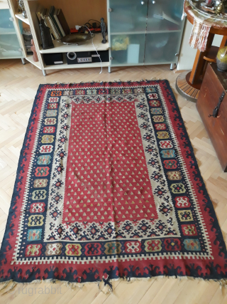 Antique Pirot Sarkoy kilim, measuring about 2x1,5m, about 150 years old.
Ask for the price                   