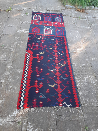 Antique kilim fragment, unseen, probably Sharkoy, measuring approx
2.4x 0.8m. Ask for the price                    