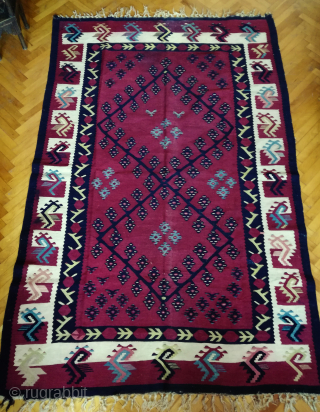Antique Pirot Sarkoy kilim, measuring about 2x1,5m, about 130 years old.
Ask for the price                   