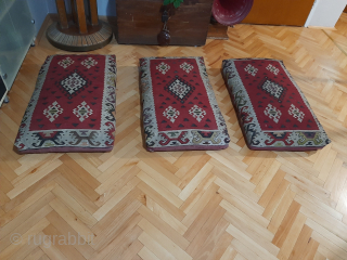 Three original, very old Pirot Sarkoy jastiks, dimensions 65x95cm. Ask for the price                    