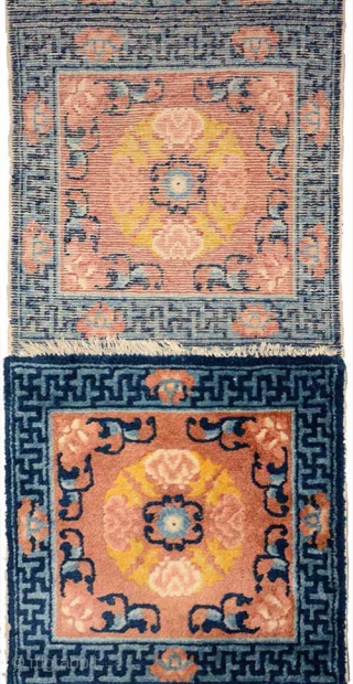 Stunningly beautiful 19th century Ningxia 'runner' - or very long carpet - consisting of 14 squares, that was made in the Ningxia region of China specifically for use in a Buddhist monastery  ...