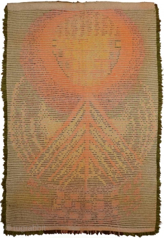 Striking Finnish long piled Ryijy (rug) designed by Terttu Tomero in the early 1960’s entitled "Havuhippa", a word that is really not translatable into English, but is a mythological ‘creature’ from the  ...