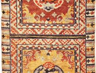 Three panels from what was once a much longer 'runner' (i.e. a long narrow carpet) that may have been made in the Baotou-Suiyuan region of China (or perhaps in Gansu, see below).  ...