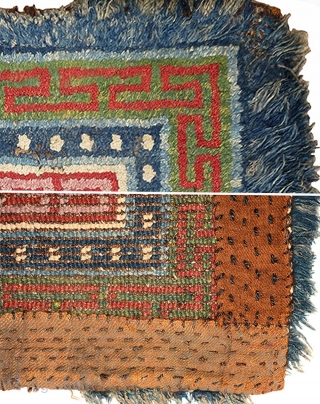 This khagangma, or Tibetan seating square, is simply nothing short of an extraordinary example of Tibetan woven art. Stunningly beautiful, relatively large and in unaltered original condition, it has a central yundrung  ...