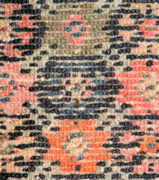 Sensational Tibetan takheb intended for use as a horse or yak cover / blanket, with an elaborate, visually stunning, multi-coloured flower-head design arranged in a lattice-like pattern throughout the main field. The  ...